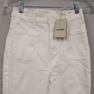 MOTHER Women's Cream High Rise Jeans